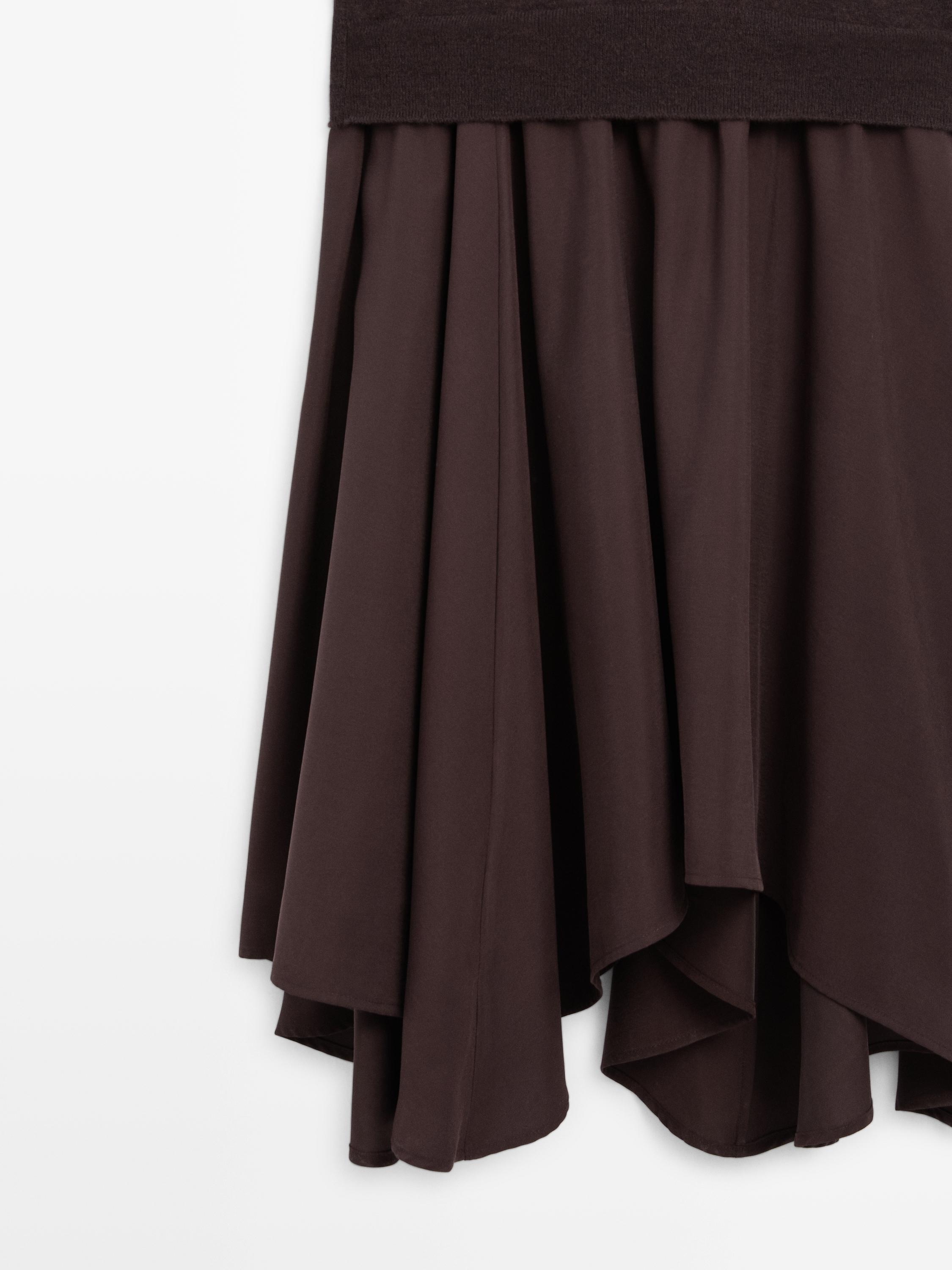 Wool blend knit dress with contrast detail